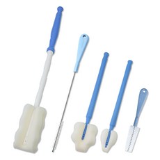 babybear 隨行杯清潔刷 長海綿寬版 + 迷你 + 直刷 + 吸管刷 + 多功能清潔刷 5件組, 1套, 藍色