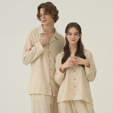 도씨 커플용 실크핏 올데이 긴팔 잠옷 세트 D-3654