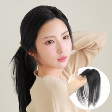 여우가발 인모 가르마 소형 불파트 정수리가발 목선단발 W2003 5 x 8 x 30cm, 5cmx8cm/30cm, 자연검정, 1개