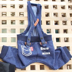 RARE MINX Red Puppy 狗狗丹寧吊帶針織褲, 藍色, 1個