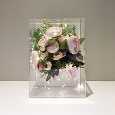 J TORY STORE 乾燥花束禮物 大型高級壓克力相框玻璃罩 + 50顆暖色線燈, 單一顏色