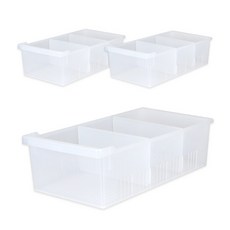 SHABATH 收納大師 智慧托盤收納盒 冰箱整理用 寬版 3入 + 隔板 6入 套組, 半透明