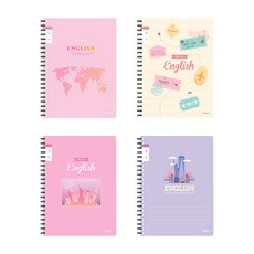 ibis 女童用國小英語線圈筆記本 窄行 SP11727 4入組, 世界地圖 + 旅行 + 紐約之夜 + 計程車, 1套