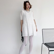 더시럽 여성용 클로 A라인 퍼프소매 미니 원피스 빅사이즈 포함