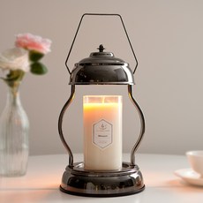 the Sweet 加熱式燭燈+蠟燭 午夜款 L號+燈泡組 2入, 黑鎳（暖色）