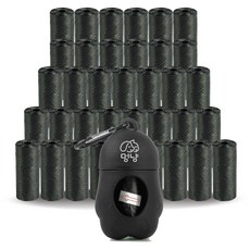 Meongyang 寵物便攜式拾便袋收納盒 + 735入補充袋組合, 黑色, 1組, 1組