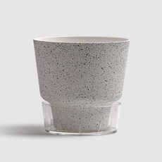 Morningscent 水磨石儲水盆 塑膠底部澆水 時尚中型花盆 換盆花盆組, 混合色, 2套