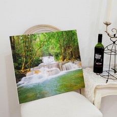 GGOOMIM 森林中美麗的瀑布 帆布畫框 bh940, 單一顏色