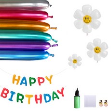 미니띠네 금속 매직 1.8g x 50p + 스마일 플라워 3종 + 펠트 해피벌스데이 가랜드 + 펌프 세트, 랜덤발송(매직), 랜덤발송(펌프), 1세트