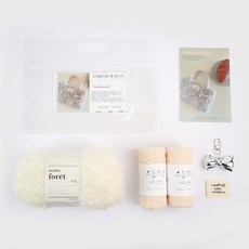brandyarn 包包 DIY 織圖 Bubble Forest 48號 Deco Yarn 32號 2入 鑰匙圈 標籤, 奶油香草, 象牙白, 1個