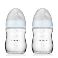 미니노어 스마트 유리 젖병 트윈팩, 투명, 160ml, 2개