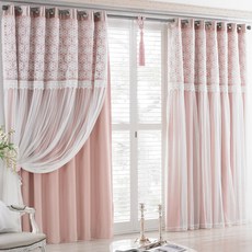 GINNA SONG 羅馬婚禮風格的停電窗簾2P +窗簾帶2P +後2P +花鉗2P套組, 粉色的