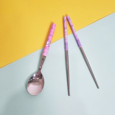 LiLFANT Kuromi 輕量真空不鏽鋼簡約餐具組, 混合顏色, 湯匙 + 筷子, 1套