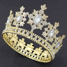 LUNA GLAM 自助婚紗 巴洛克皇后皇冠 LUD150, 1個, 金白色