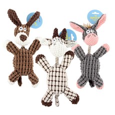 DOG-i 狗狗絨毛娃娃玩具3件組 呆萌朋友們, 棕色, 米色, 灰色, 1套