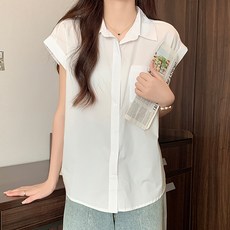 루나걸 여성용 로베트 캡소매 셔츠 L24SMST041511