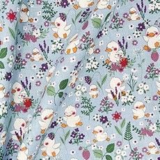 르우홈 대폭 20수 면 패브릭 원단 오리 꽃동산, 블루, 1개