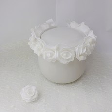 大玫瑰骨灰罈花環裝飾 + 迷你花瓶, 白色