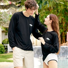 blackmonsterfit 寬鬆版型海灘裝加州防磨衣長袖T恤, 黑色