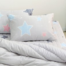 EBLANK 兒童純棉枕頭套, 1個, 大星星 淺灰色