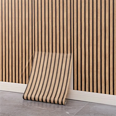 ROI라이프 3D 나뭇결 자체 접착 PVC 방수 벽지, 티크 스트라이프