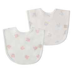 BABY&I 嬰兒棉質圍兜2件組, 1組, 藍色龍+粉色龍