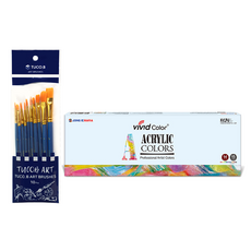 DOnG-A Pms Tucovi 美術畫筆 10種 + Jong Ie Nara 壓克力顏料 12ml 套組, 15色