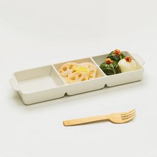 MAISON OBJET 勞倫斯三格分隔盤, 1個, 奶油白