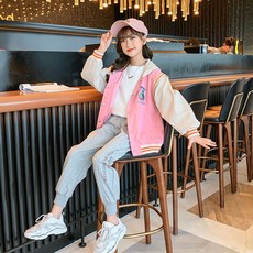 孩童拼色棒球外套