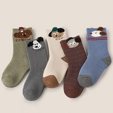 Ggomje 兒童 SG 厚毛圈 05 小狗加厚防寒襪 5雙1組