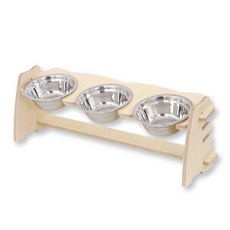 UNCLE PET 個寵物碗高度可調節樺木餐桌, 淺褐色的, 1個