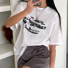 라라온 여성용 통기성 순면 프린팅 반팔 티셔츠 TSP550