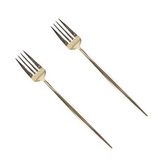 Bogen 韓國製 Montblanc Kingdom 餐具晚餐叉, 金色, 2個