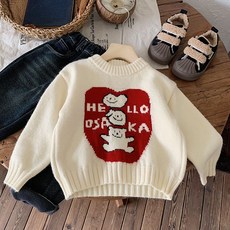 Uvely 兒童達卡尼圓領卡通圖案針織毛衣