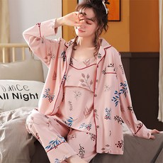 民成公司 彩色孕婦哺乳睡衣三件組