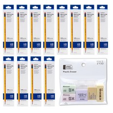 munhwa 鉛筆 HB 144p + Hwarang All Eraser Set, 黃色（鉛筆）, 1套