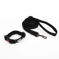 모즈펫 반려동물 네온 목줄 M + 리드줄 2m, 네온블랙, 1세트