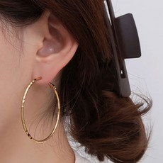 MINIART 女款 14K 包金切割大圈耳環 RS591
