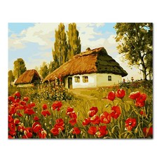 ADICO DIY 繪畫稻草屋和紅花 PH79 50 x 40cm, 混色