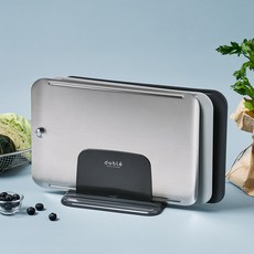 doble Black Edition 經典砧板組, 1套, 不鏽鋼砧板 + TPU砧板2種 + 智慧砧板架 + 包裝盒