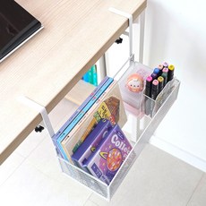 Ju and Ji 免鑽孔多用途桌面收納整理籃, 1個, 白色