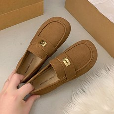 베이직스텝 모던 심플 버클 둥근코 스웨이드 단화 EG066