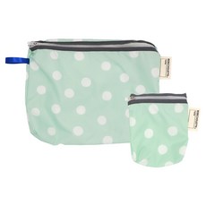 BEBE CHOUETTE 幼兒用防水藥+尿布收納包組, 薄荷綠色圓點