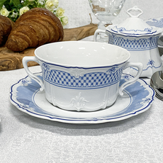 HUTSCHENREUTHER Grid 奶油湯杯+碟, 埃斯特藍, 1套