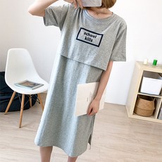 孕婦短袖哺乳連身裙