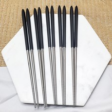 不鏽鋼真空筷子組, 黑色, 筷子5件組