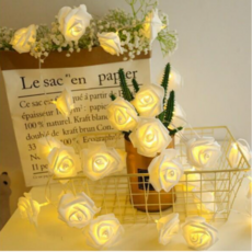 花朵玫瑰氣氛燈 40球 6m, 白色, 1個