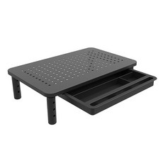 철제 3단 조절 모니터 받침대 서랍 YT_RC272, 블랙