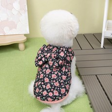 파스텔펫 반려동물 리본 장미패턴 조끼, 블랙, 1개
