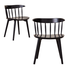 베스트리빙 아롬 원목좌판 등받이 인테리어 의자, 블랙, 2개